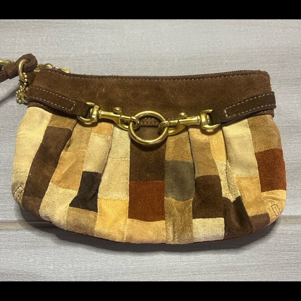 COACH Suede Mosaic Pattern Wristlet. Rare. EUC